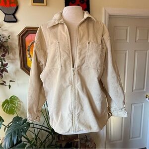 Vintage Y2K Faded Glory Men's Beige Corduroy Shirt Jacket